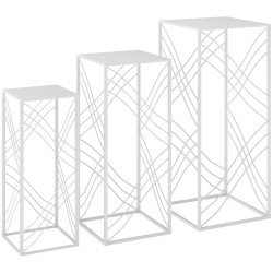 Kukkatelineet sisälle ja ulos 3 kpl metallia 50 60 70 cm valkoinen