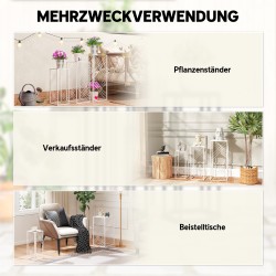 Kukkatelineet sisälle ja ulos, 3 kpl metallia, 50/60/70 cm, valkoinen