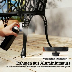 Puutarhapenkki kahdelle ulkokäyttöön alumiinivalu 99 x 57 x 78 cm musta