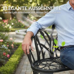 Puutarhapenkki kahdelle ulkokäyttöön alumiinivalu 99 x 57 x 78 cm musta