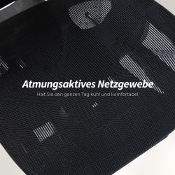 Ergonominen työtuoli säädettävällä niska- ja ristiseläntuella, 6D-käsinojat, jalkatuki, verkkokangas, musta