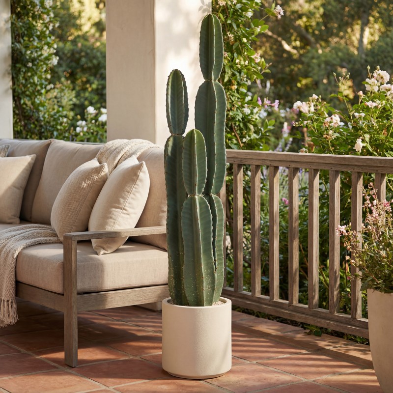 Tekokasvi kaktus ruukussa 111 cm EVA-muovia vihreä sisustuskasvi olohuoneeseen ja toimistoon