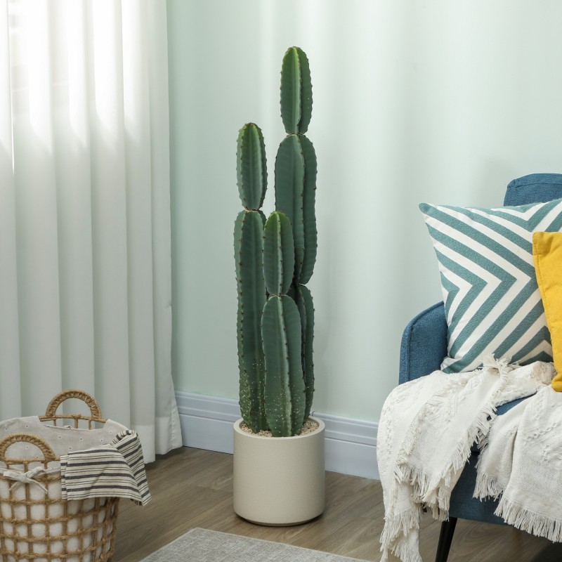 Tekokasvi kaktus ruukussa 111 cm EVA-muovia vihreä sisustuskasvi olohuoneeseen ja toimistoon
