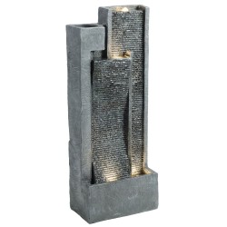 Puutarhasuihkulähde 3 tasoinen istutusastialla hartsi 38 x 19 x 101 cm tummanharmaa LED