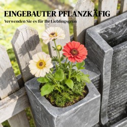 Puutarhasuihkulähde 3-tasoinen istutusastialla, hartsi, 38 x 19 x 101 cm, tummanharmaa, LED