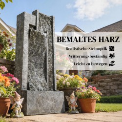 Puutarhasuihkulähde 3-tasoinen istutusastialla, hartsi, 38 x 19 x 101 cm, tummanharmaa, LED