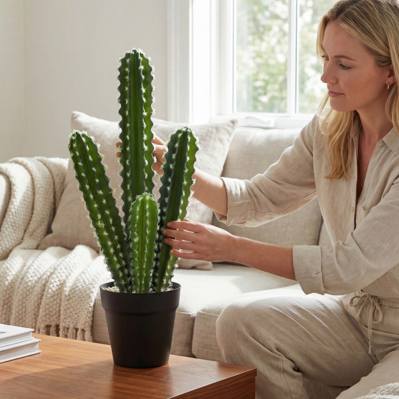 Tekokaktus ruukussa sisäkäyttöön, muovia, 53 cm, vihreä