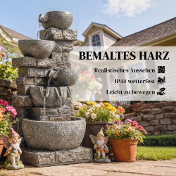 Ulkosuihkulähde 5-tasoinen hartsi LED-valaistuksella 34 x 36 x 80 cm kivimäinen