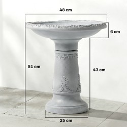 Lintujen juoma- ja kylpyallas ulkokäyttöön hartsia Ø48 x 51 cm harmaa