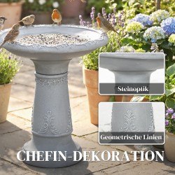 Lintujen juoma- ja kylpyallas ulkokäyttöön hartsia Ø48 x 51 cm harmaa