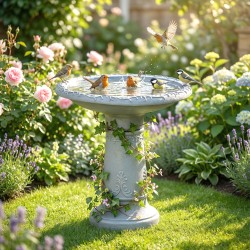 Lintujen juoma- ja kylpyallas ulkokäyttöön hartsia Ø48 x 51 cm harmaa