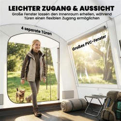 Auton peräteltta 2–4 hengelle, 320 x 280 x 205 cm, 2-in-1 vapaasti seisova, harmaa