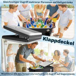 Ulkokäyttöön juomavaunu kylmäosalla 76 l, hyllyllä ja pyörillä, musta