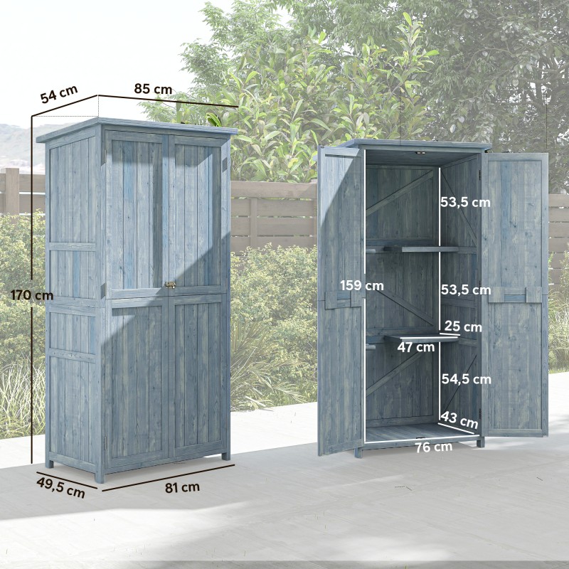 Puutarhan ulkokaappi kuusipuuta 85 x 54 x 170 cm harmaa