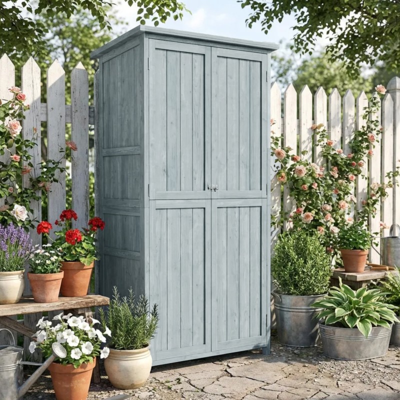 Puutarhan ulkokaappi kuusipuuta 85 x 54 x 170 cm harmaa