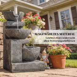 Puutarhasuihkulähde 3-tasoinen LED-valaistuksella, säädettävä pumppu, hartsia, 40 x 37 x 61 cm