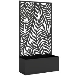 Metallinen parvekelaatikko köynnösritilällä 61 x 23 x 113 cm noin 20 l musta