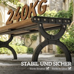 Pihapenkki 2-hengen ulkopenkki metallirunko ja rimalistaistuin 124 x 39 x 39 cm puunsyykuvio musta