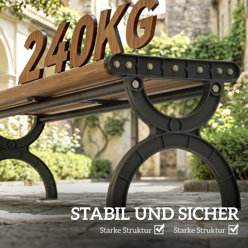 Pihapenkki 2-hengen ulkopenkki metallirunko ja rimalistaistuin 124 x 39 x 39 cm puunsyykuvio musta