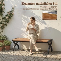 Pihapenkki 2-hengen ulkopenkki metallirunko ja rimalistaistuin 124 x 39 x 39 cm puunsyykuvio musta