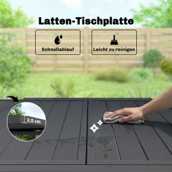 Jatkettava ulkoruokapöytä alumiinia 80–160 x 80 cm 4–6 hengelle musta