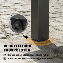 Jatkettava ulkoruokapöytä alumiinia 80–160 x 80 cm 4–6 hengelle musta