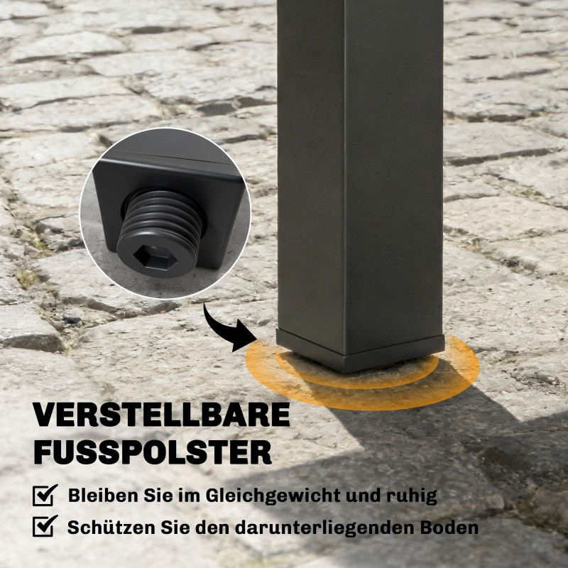 Jatkettava ulkoruokapöytä alumiinia 80–160 x 80 cm 4–6 hengelle musta