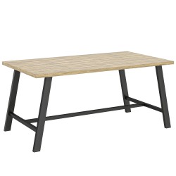 Ulkosohvapöytä metallirungolla ja puunsyykuvioidulla kannella 100 x 55 cm ruskea musta