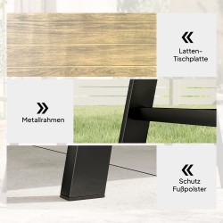 Ulkosohvapöytä metallirungolla ja puunsyykuvioidulla kannella 100 x 55 cm ruskea-musta