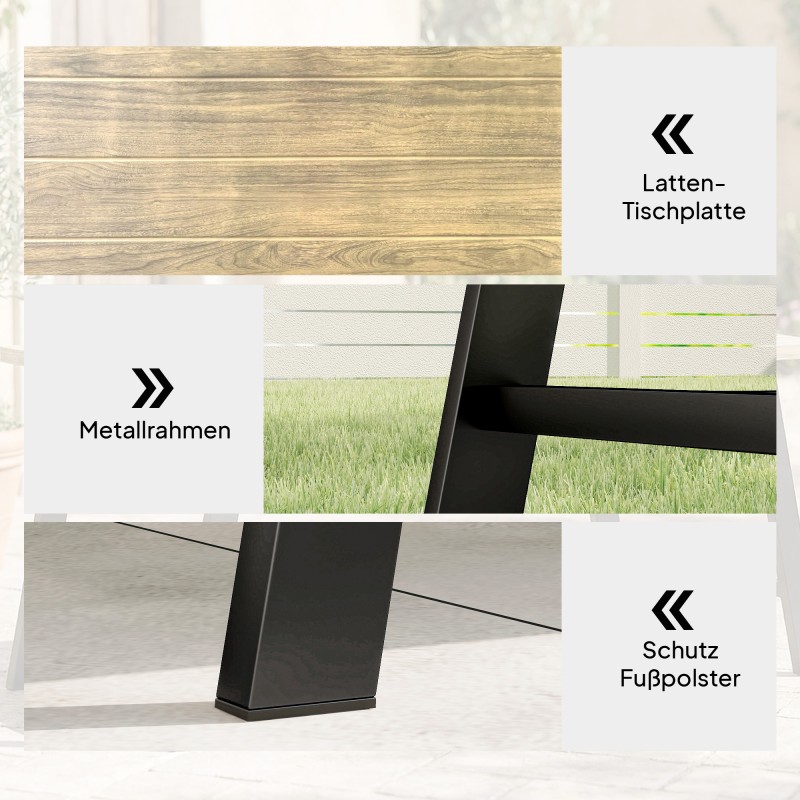 Ulkosohvapöytä metallirungolla ja puunsyykuvioidulla kannella 100 x 55 cm ruskea-musta