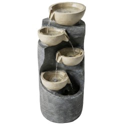 Puutarhasuihkulähde 5 tasoinen LED valoilla ja pumpulla hartsia kivimäinen 33 x 31 x 80 cm