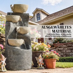 Puutarhasuihkulähde 5-tasoinen, LED-valoilla ja pumpulla, hartsia, kivimäinen, 33 x 31 x 80 cm