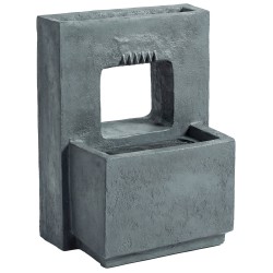 Kaksitasoinen puutarhasuihkulähde LED valoilla ja istutusosalla hartsi 45 x 31 5 x 58 5 cm tummanharmaa