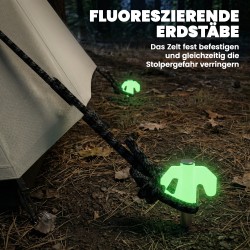 Ilmatäytteinen retkeilyteltta 4 hengelle, 2 makuukammiota ja etukuisti, PU3000, khaki