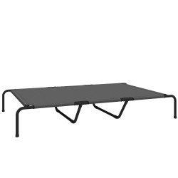 Koiran leposänky isoille koirille kohotettu teräsrunko ja verkkokangas 152 x 94 x 23 cm harmaa