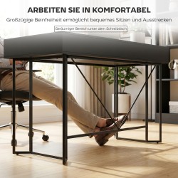 Kirjoituspöytä kahdella laatikolla, lastulevy ja teräs, 120 x 60 x 77 cm, musta