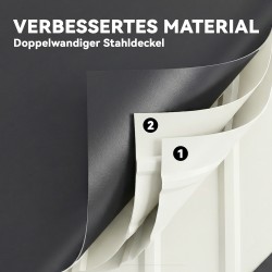 Ulkosäilytyslaatikko puutarhaan metalli 120 x 61 x 62 cm 350 L harmaa lukittava