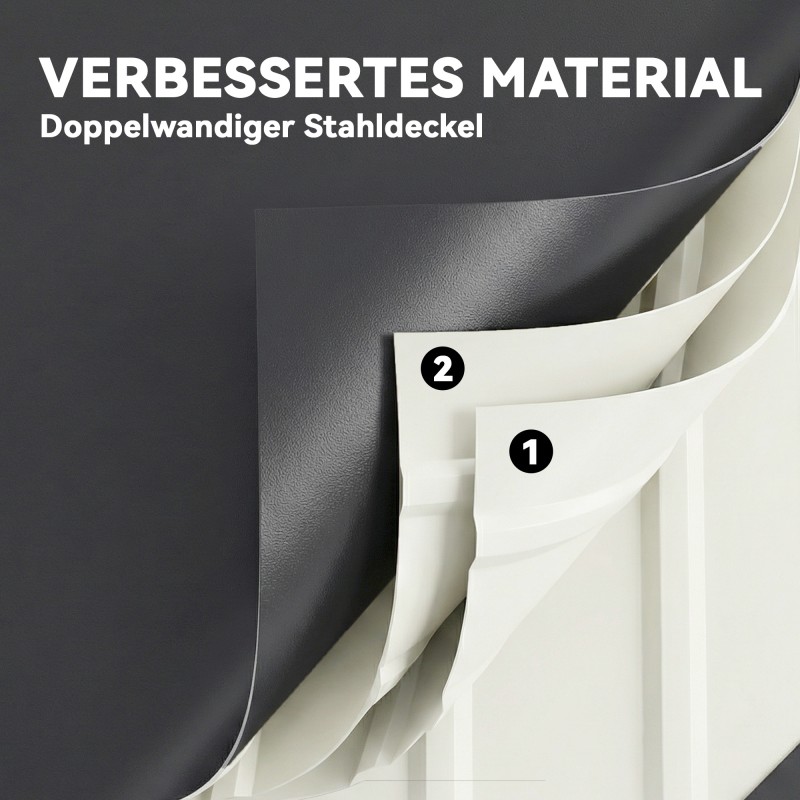 Ulkosäilytyslaatikko puutarhaan metalli 120 x 61 x 62 cm 350 L harmaa lukittava