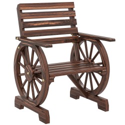 Puutarhatuoli ulkokäyttöön puuta 66x55x90 cm hiilletty puunsävy vaununpyörädesign