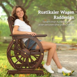 Puutarhatuoli ulkokäyttöön puuta 66x55x90 cm hiilletty puunsävy vaununpyörädesign