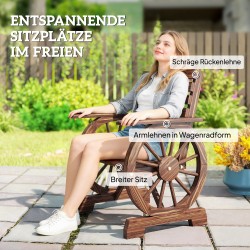 Puutarhatuoli ulkokäyttöön puuta 66x55x90 cm hiilletty puunsävy vaununpyörädesign