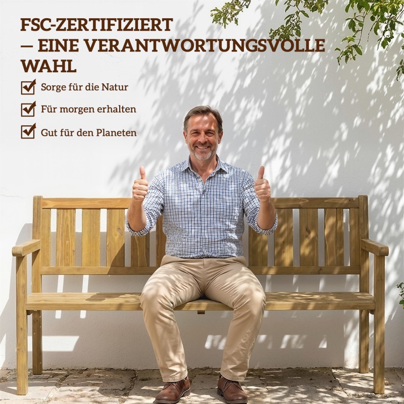 Puutarhapenkki 3 hengen ulkokäyttöön kuusi 167x57x93 cm teak 360 kg