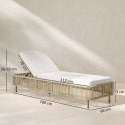 Aurinkotuoli ulkokäyttöön, säädettävä polyrottinki, teräsrunko, tyyny, keltainen/creme