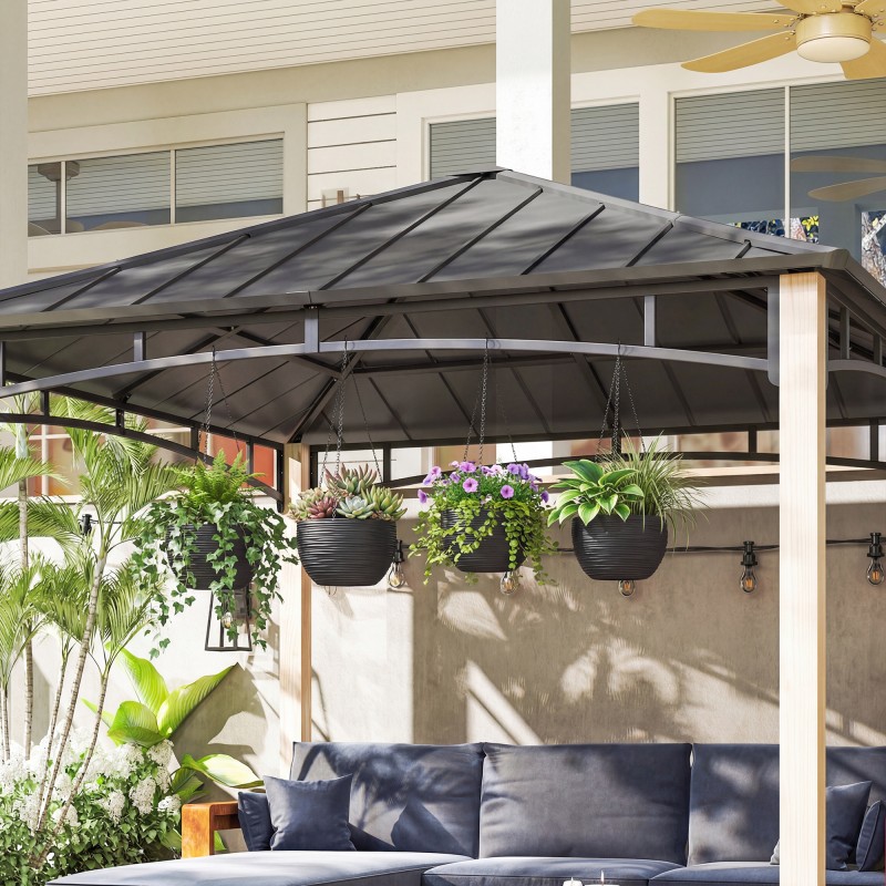 Itsekastelevat riippuvat kukkaruukut ulko- ja sisätiloihin, muovi, 4 kpl, musta