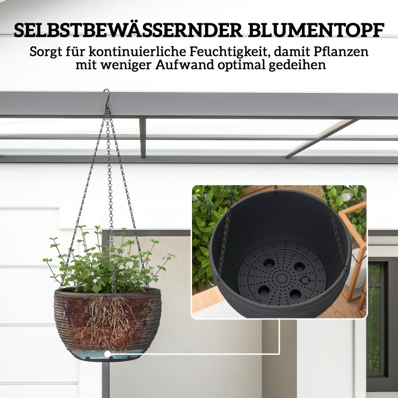 Itsekastelevat riippuvat kukkaruukut ulko- ja sisätiloihin, muovi, 4 kpl, musta