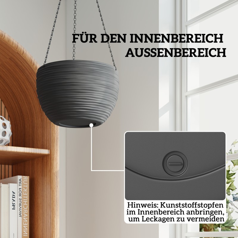 Itsekastelevat riippuvat kukkaruukut ulko- ja sisätiloihin, muovi, 4 kpl, musta