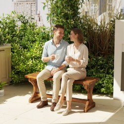 Puutarhapenkki 2-hengen kuusi 114x40x46 cm selkänojaton hiiltynyt tumma