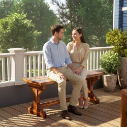 Puutarhapenkki 2-hengen kuusi 114x40x46 cm selkänojaton hiiltynyt tumma