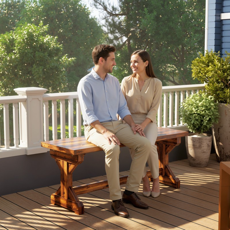 Puutarhapenkki 2-hengen kuusi 114x40x46 cm selkänojaton hiiltynyt tumma