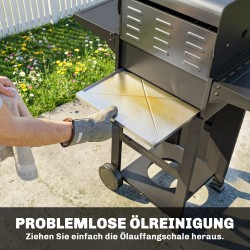 Kaasugrilli 5,4 kW 2 poltinta teräs lämpöhyllyllä ja taittuvilla sivutasoilla, musta